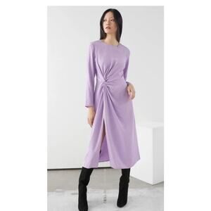 Paris Atelier & Other Stories Paisley Twist Knot Midi Dress Lavender 6